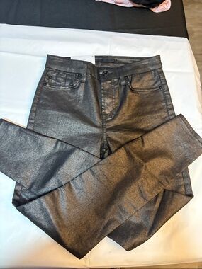 7 For All Mankind Metallic Charcoal Skinny Jeans